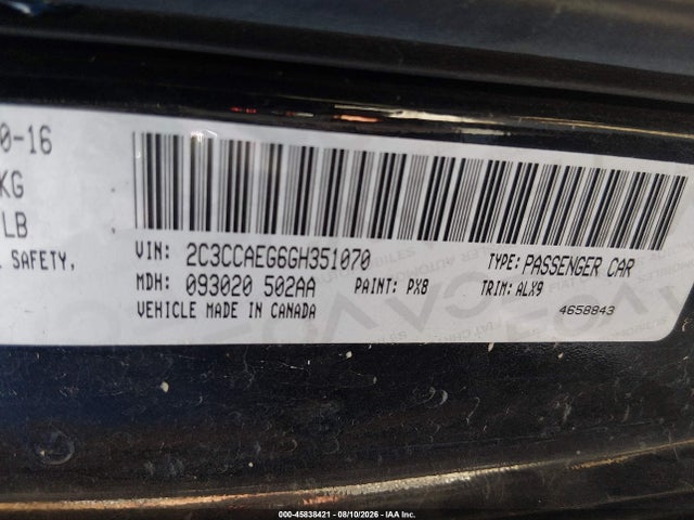 Aukcja sprzedaży 2016 Chrysler 300c, vin: 2C3CCAEG6GH351070, numer aukcji: 45838421