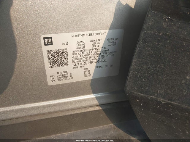 Продажа на аукционе авто 2024 Chevrolet Trax Fwd 2rs, vin: KL77LJE26RC059021, номер лота: 45838425