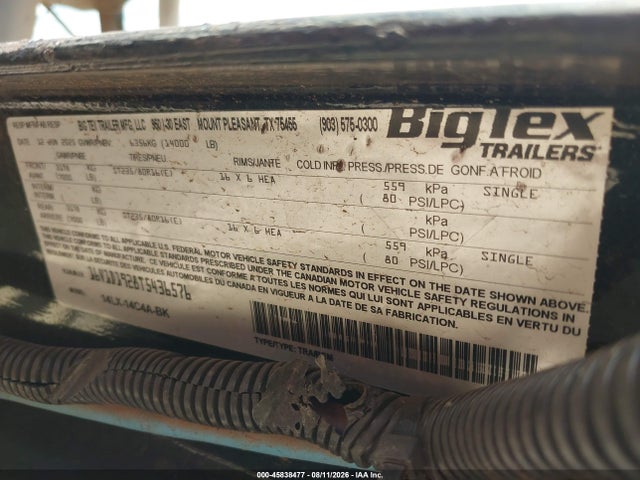45838477 :رقم المزاد ، 16V1D1928T5436576 vin ، 2026 Big Tex Trailer Co Inc Dump Trailer مزاد بيع
