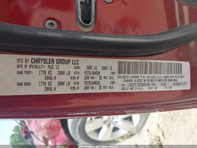 Продаж на аукціоні авто 2012 Ram 1500 Slt, vin: 1C6RD7LT6CS349190, номер лоту: 45838511