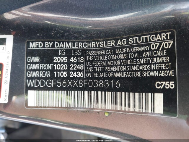 Продажа на аукционе авто 2008 Mercedes-benz C 350 Sport, vin: WDDGF56XX8F038316, номер лота: 45838541