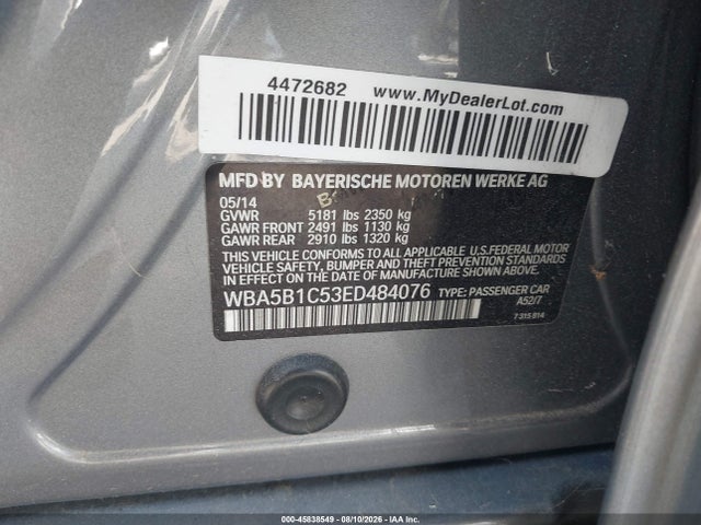 BMW 535i 2014 WBA5B1C53ED484076 Image 9