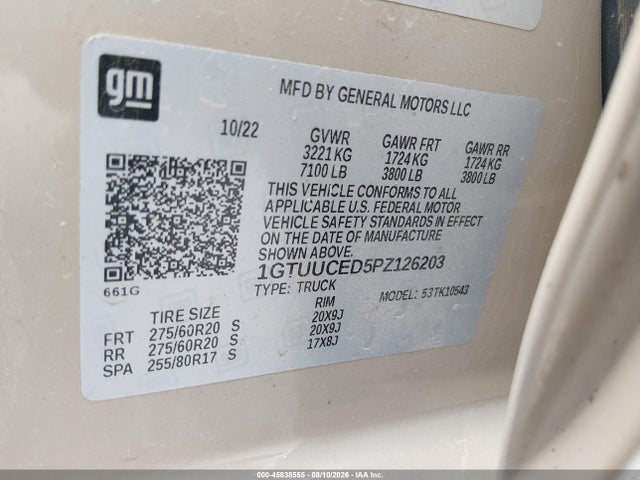 Продаж на аукціоні авто 2023 Gmc Sierra 1500 4wd  Short Box Elevation With 3sb, vin: 1GTUUCED5PZ126203, номер лоту: 45838555