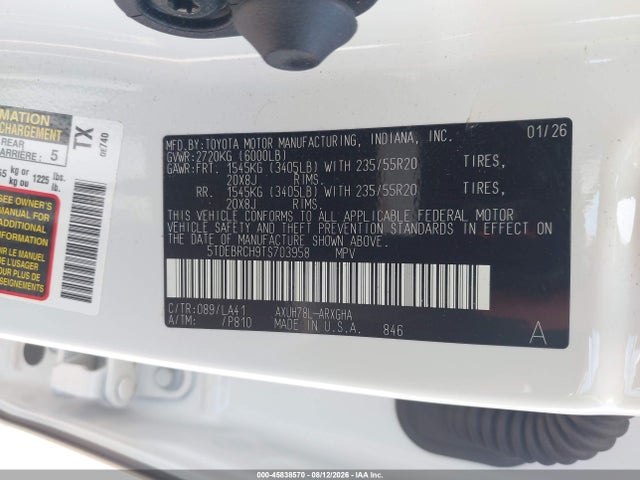 Toyota Highlander Hybrid Platinum 2026 5TDEBRCH9TS703958 Image 9