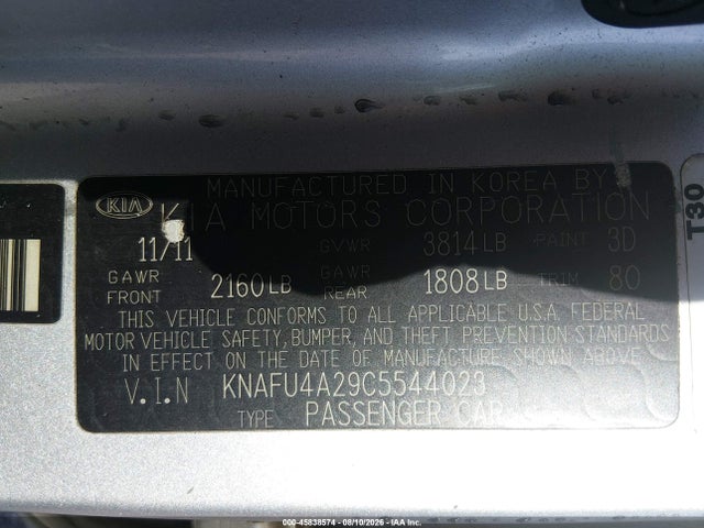 Aukcja sprzedaży 2012 Kia Forte Ex, vin: KNAFU4A29C5544023, numer aukcji: 45838574