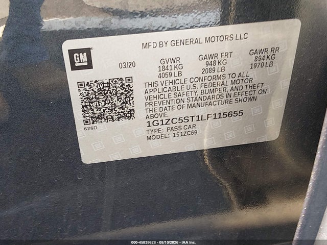 1G1ZC5ST1LF115655 Chevrolet Malibu Fwd 1fl