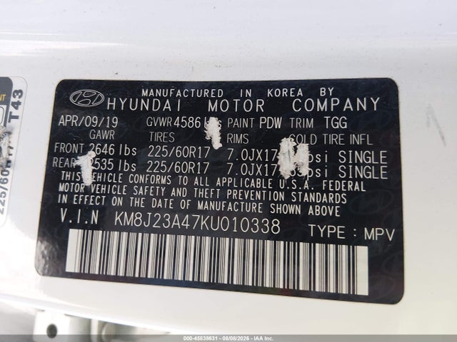 Hyundai TUCSON SE 2019 KM8J23A47KU010338 Image 9