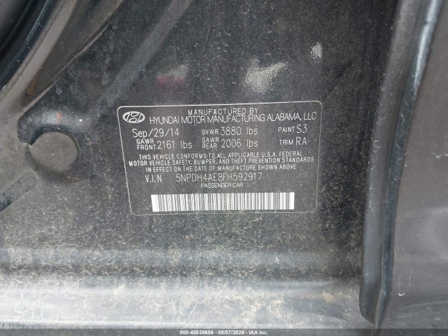 Aukcja sprzedaży 2015 Hyundai Elantra Se, vin: 5NPDH4AE8FH592917, numer aukcji: 45838656