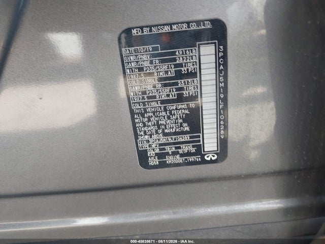 Продаж на аукціоні авто 2020 Infiniti Qx50 Essential, vin: 3PCAJ5M19LF106289, номер лоту: 45838671