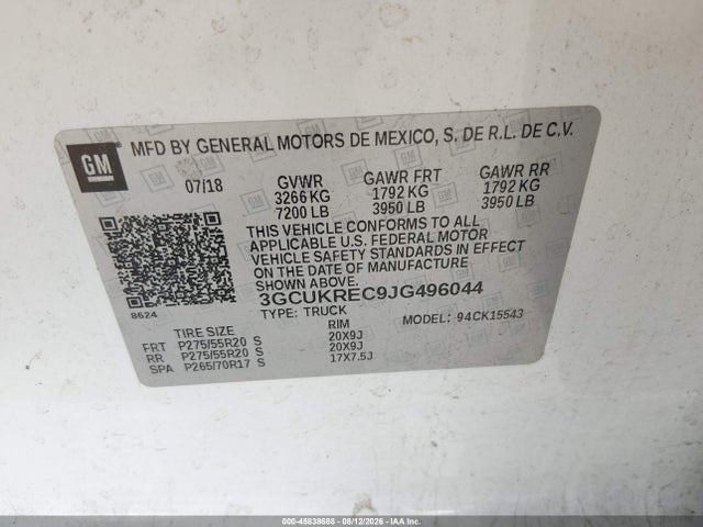 Chevrolet Silverado 1500 2lt 2018 3GCUKREC9JG496044 Image 9