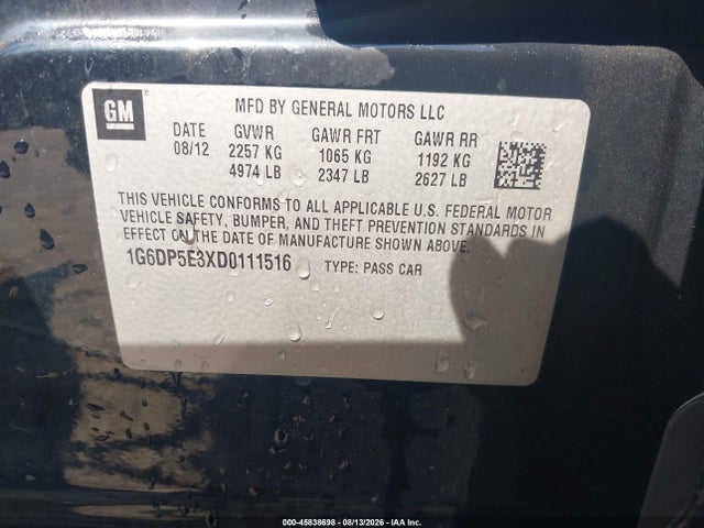 Aukcja sprzedaży 2013 Cadillac Cts Premium, vin: 1G6DP5E3XD0111516, numer aukcji: 45838698