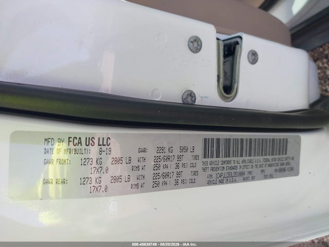 2020 Jeep Cherokee Latitude Fwd მანქანა იყიდება აუქციონზე, vin: 1C4PJLCB3LD510804, აუქციონის ნომერი: 45838749