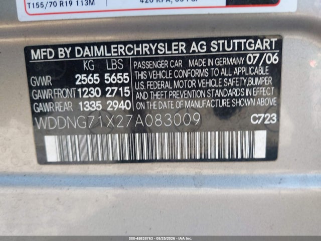 Продажа на аукционе авто 2007 Mercedes-benz S 550, vin: WDDNG71X27A083009, номер лота: 45838763