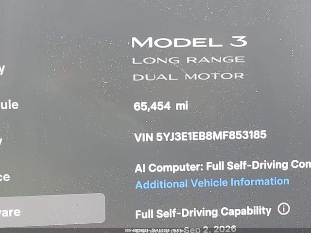 Aukcja sprzedaży 2021 Tesla Model 3 Long Range Dual Motor All-wheel Drive, vin: 5YJ3E1EB8MF853185, numer aukcji: 45838833