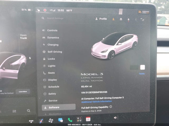 Aukcja sprzedaży 2021 Tesla Model 3 Long Range Dual Motor All-wheel Drive, vin: 5YJ3E1EB8MF853185, numer aukcji: 45838833