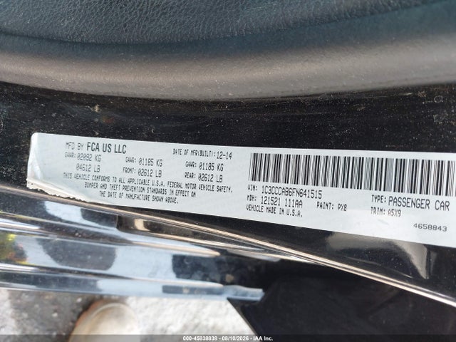 2015 Chrysler 200 Limited მანქანა იყიდება აუქციონზე, vin: 1C3CCCAB6FN641515, აუქციონის ნომერი: 45838838