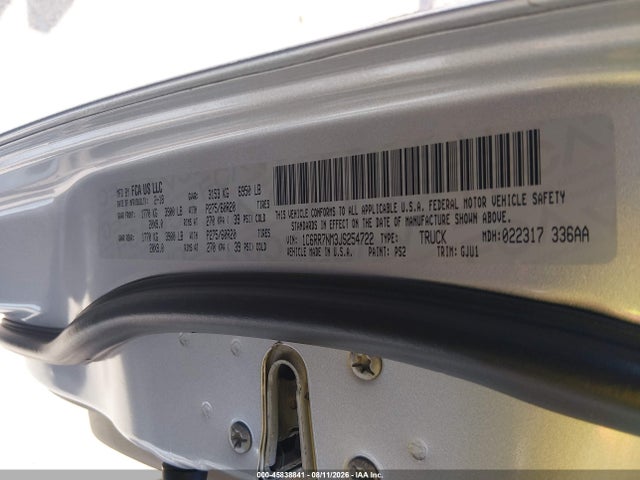 45838841 :رقم المزاد ، 1C6RR7NM3JS254722 vin ، 2018 Ram 1500 مزاد بيع