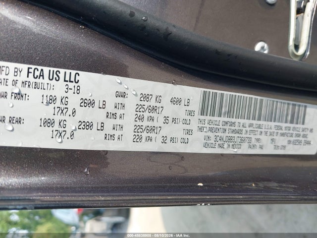 2018 Jeep Compass Latitude 4x4 მანქანა იყიდება აუქციონზე, vin: 3C4NJDBB3JT360733, აუქციონის ნომერი: 45838905