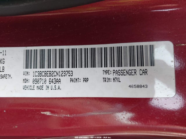 Продажа на аукционе авто 2012 Chrysler 200 Touring, vin: 1C3BCBEB2CN123753, номер лота: 45838981