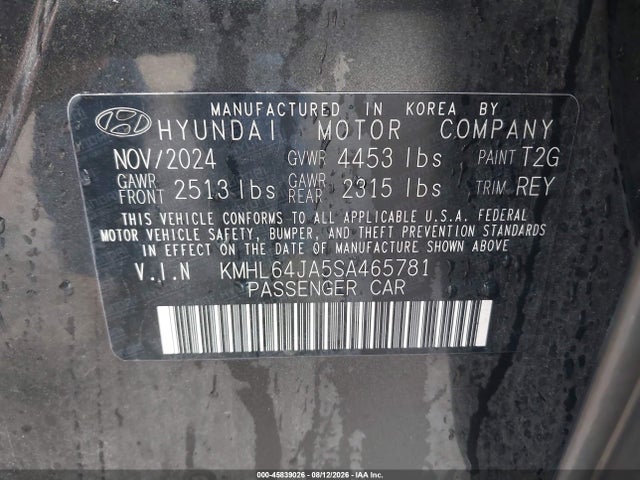 Продажа на аукционе авто 2025 Hyundai Sonata Sel, vin: KMHL64JA5SA465781, номер лота: 45839026