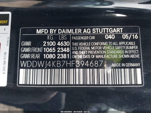 Продаж на аукціоні авто 2017 Mercedes-benz C 300 4matic, vin: WDDWJ4KB7HF394687, номер лоту: 45839064