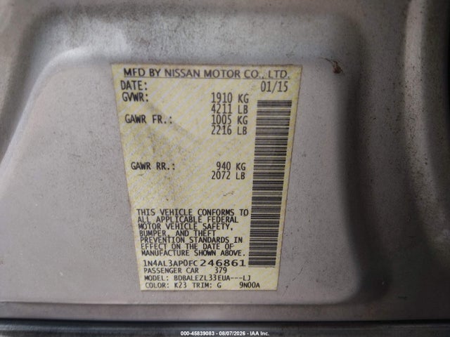 1N4AL3AP0FC246861 Nissan Altima 2.5 S
