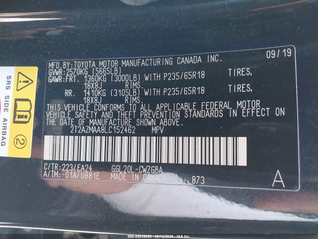 2T2AZMAA8LC152462 Lexus RX 350
