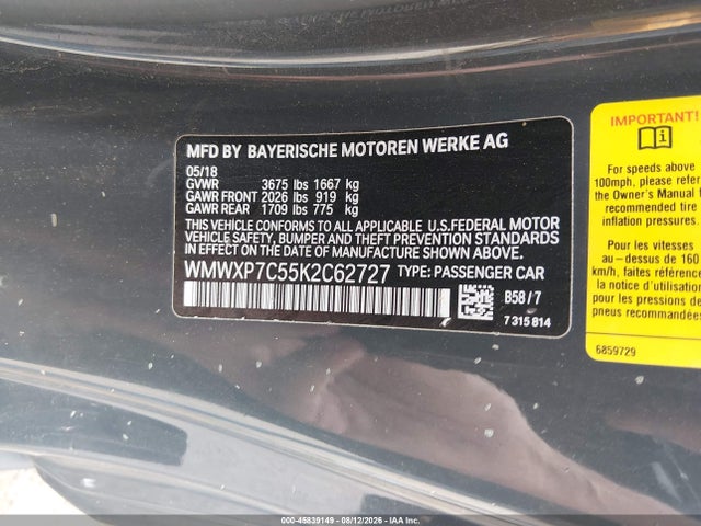 Продажа на аукционе авто 2019 Mini Hardtop Cooper S, vin: WMWXP7C55K2C62727, номер лота: 45839149