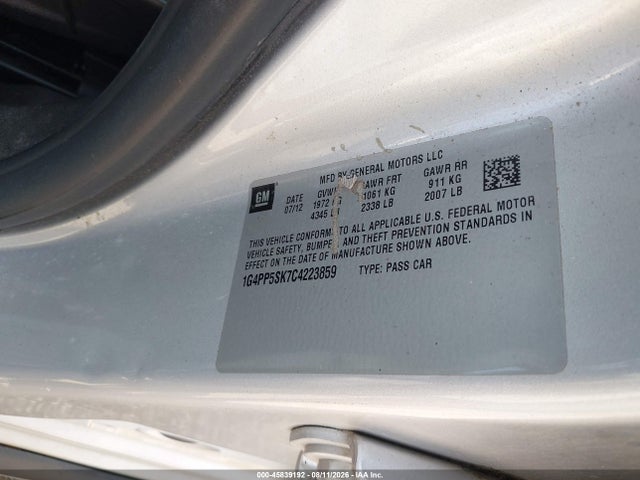 Продажа на аукционе авто 2012 Buick Verano, vin: 1G4PP5SK7C4223859, номер лота: 45839192