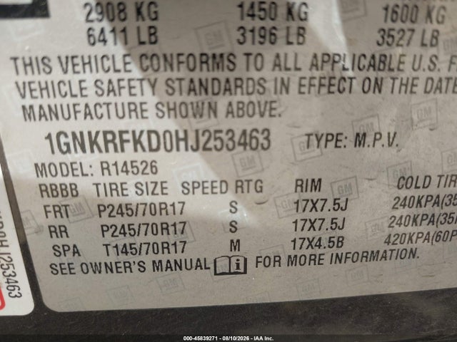 Chevrolet Traverse Ls 2017 1GNKRFKD0HJ253463 Image 9