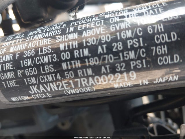 Kawasaki Vn900 E 2024 JKAVN2E17RA002219 Image 10