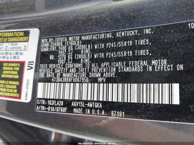 Продаж на аукціоні авто 2015 Toyota Venza Xle, vin: 4T3BA3BB8FU067956, номер лоту: 45839329
