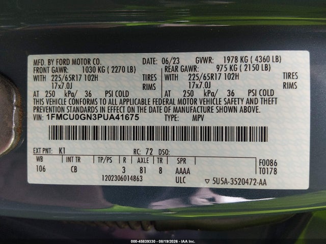 Ford Escape Active 2023 1FMCU0GN3PUA41675 Image 9