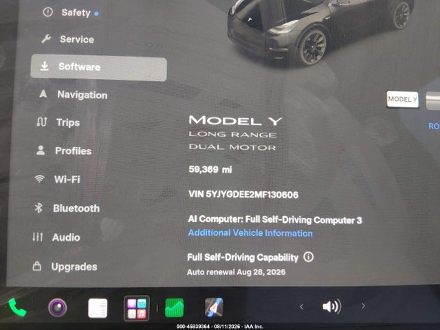 2021 Tesla Model Y Long Range Dual Motor All-wheel Drive მანქანა იყიდება აუქციონზე, vin: 5YJYGDEE2MF130606, აუქციონის ნომერი: 45839364