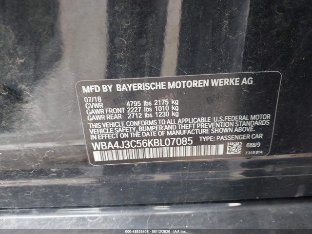 Aukcja sprzedaży 2019 Bmw 430i Gran Coupe Xdrive, vin: WBA4J3C56KBL07085, numer aukcji: 45839408