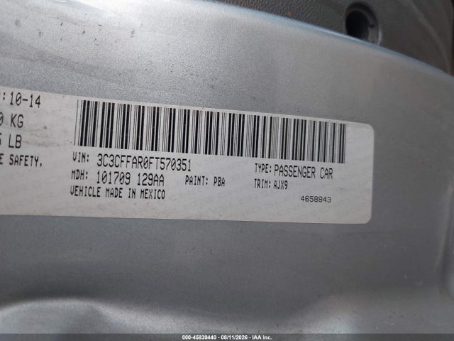 2015 Fiat 500 Pop მანქანა იყიდება აუქციონზე, vin: 3C3CFFAR0FT570351, აუქციონის ნომერი: 45839440