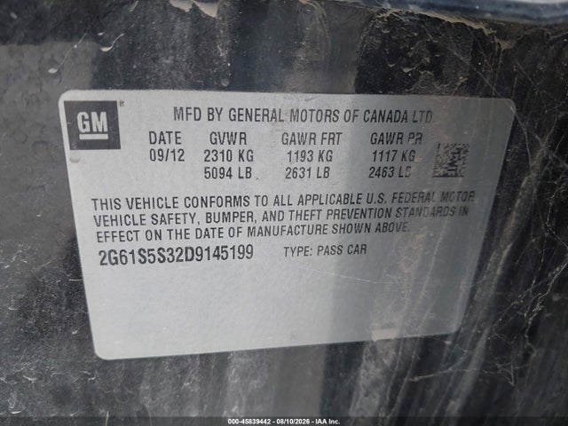 45839442 :رقم المزاد ، 2G61S5S32D9145199 vin ، 2013 Cadillac Xts Premium مزاد بيع