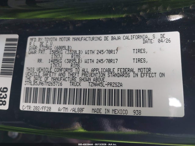 Toyota Tacoma Sr5 2026 3TMLB5JN6TM265716 Image 9
