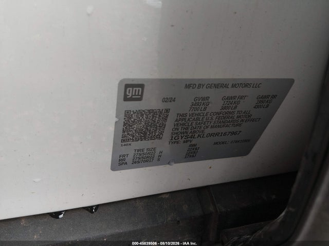 45839506 :رقم المزاد ، 1GYS4LKL0RR167967 vin ، 2024 Cadillac Escalade Esv 4wd Premium Luxury مزاد بيع