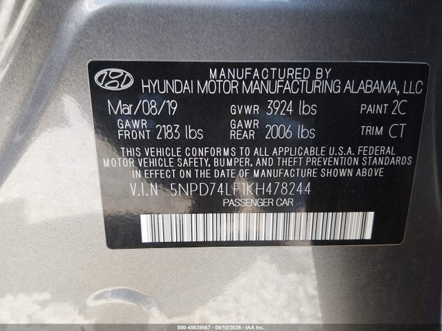 Hyundai ELANTRA SE 2019 5NPD74LF1KH478244 Image 9
