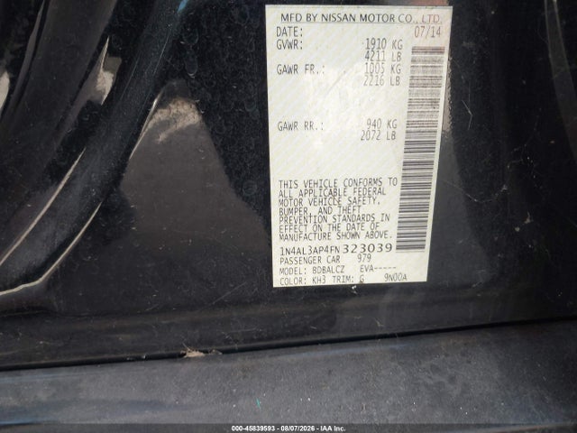 Nissan Altima 2.5 S 2015 1N4AL3AP4FN323039 Image 9