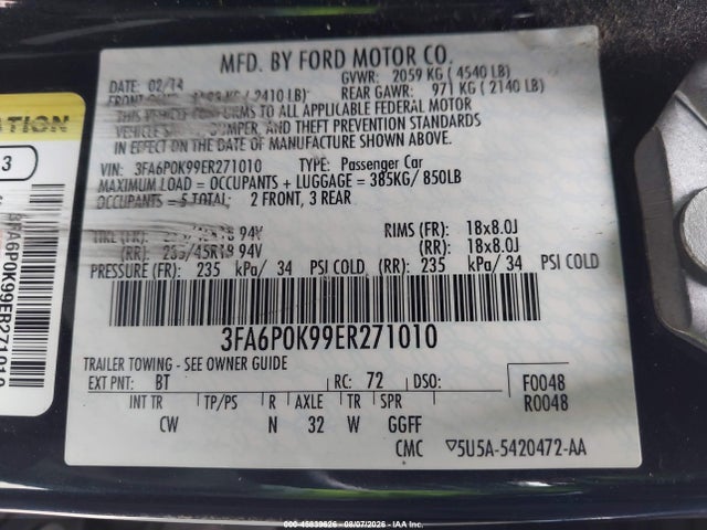 Ford Fusion Titanium 2014 3FA6P0K99ER271010 Image 9
