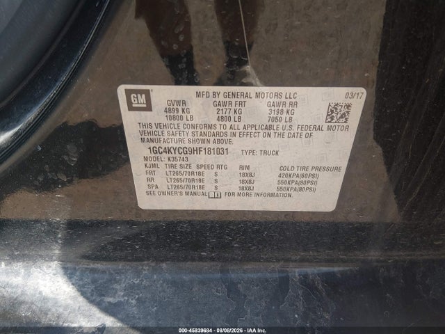 Aukcja sprzedaży 2017 Chevrolet Silverado 3500hd Work Truck, vin: 1GC4KYCG9HF181031, numer aukcji: 45839684