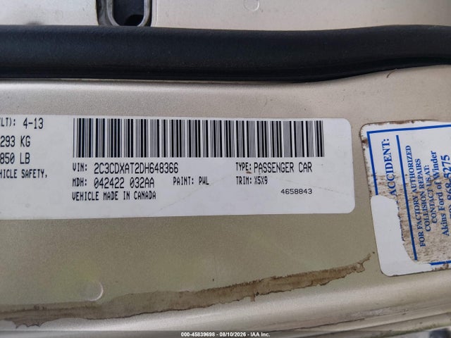 45839698 :رقم المزاد ، 2C3CDXAT2DH648366 vin ، 2013 Dodge Charger Police مزاد بيع