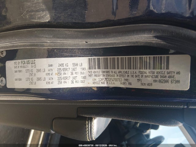 45839730 :رقم المزاد ، 1C4PJMCS2FW768763 vin ، 2015 Jeep Cherokee Latitude مزاد بيع