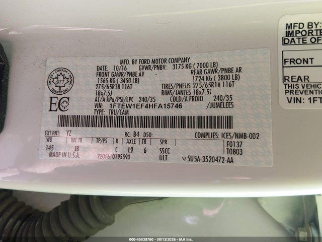 Ford F-150 Xlt 2017 1FTEW1EF4HFA15746 Image 9
