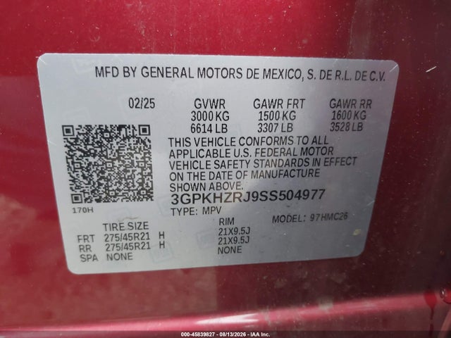 Продаж на аукціоні авто 2025 Honda Prologue Elite, vin: 3GPKHZRJ9SS504977, номер лоту: 45839827