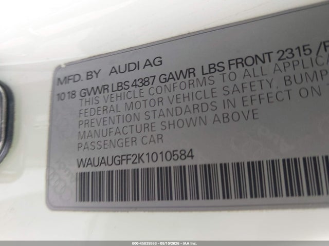 Aukcja sprzedaży 2019 Audi A3 40 Premium, vin: WAUAUGFF2K1010584, numer aukcji: 45839868