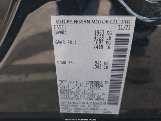 1N4BL4DV2SN428659 Nissan Altima Sv Fwd