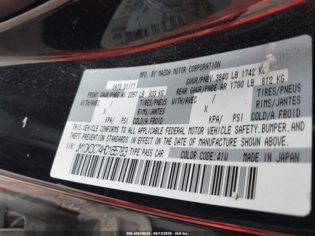 45839936 :رقم المزاد ، JM1DKDC74H0165783 vin ، 2017 Mazda Cx-3 Touring مزاد بيع